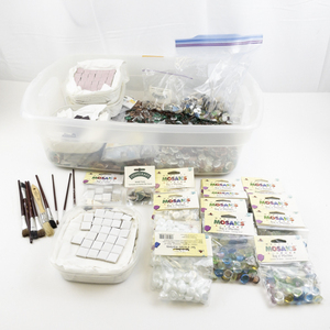 lot 47 image: Craft Supplies - Mosaic Tiles, Pebbles, & Paint Brushes