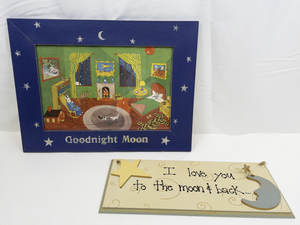 lot 95 image: Vintage Framed Goodnight Moon & I Love You to...Sign