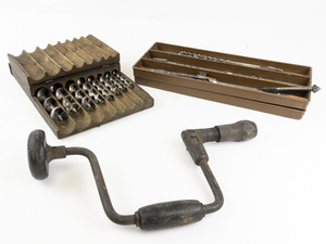 lot 162 image: Vintage Tools - Drill Bits, Metal Hand Drill
