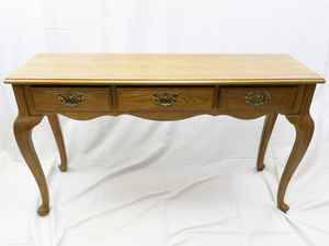 lot 1B image: Vintage Three Drawer Wooden EntrywayConsole Table