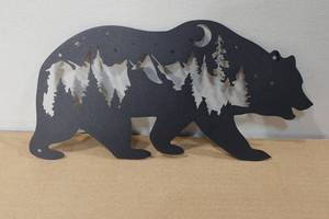 lot 84 image: Laser Cut Steel Bear Wall Dcor