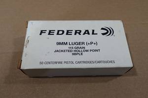 lot 132 image: 50 Federal 9mm Luger P 115 Gr JHP Ammo