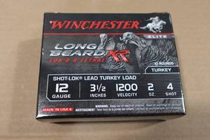 lot 163 image: 10 Winchester Long Beard 12 Gauge 3-12 Lead Turkey 4 Shot Shotshells