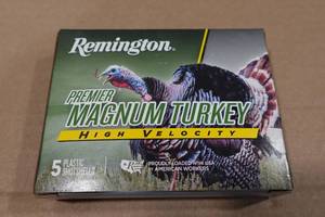 lot 164 image: 5 Remington Premier 12 Gauge 3-12 Magnum Turkey 4 Shot Shotshells