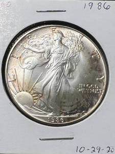 1986 AMERICAN SILVER EAGLE 1 TROY OZ .999 FINE SILVER