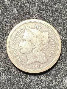 1873 US 3 CENT NICKEL VG