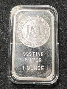 lot 06 image: 1 TROY OZ .999 FINE SILVER JM BULLION BAR IN AIRTITE