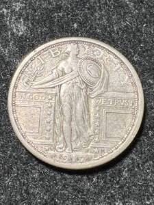 lot 13 image: 1917-D US STANDING LIBERTY QUARTER XF45