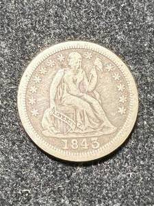 lot 14 image: 1843 US SEATED LIBERTY DIME XF40