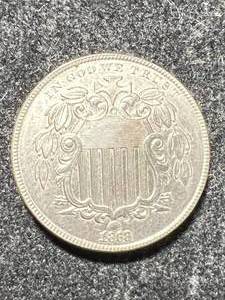 lot 26 image: 1868 US SHIELD NICKEL UNC