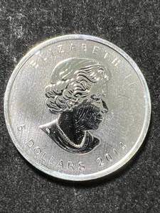 lot 44 image: 2014 CANADIAN HAWK 1 TROY OZ .9999 FINE SILVER