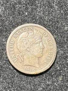 lot 48 image: 1914 US BARBER DIME VF35