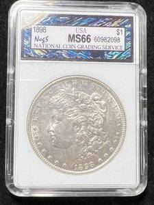 lot 52 image: 1898 US MORGAN SILVER DOLLAR NCG MS66