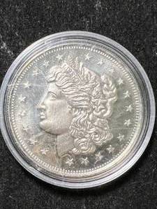 lot 66 image: 1 TROY OZ .999 FINE SILVER MORGAN DOLLAR ROUND IN AIRTITE