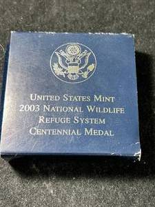 lot 85 image: 2003 US NATIONAL WILDLIFE REFUGE CENTENNIAL SILVER MEDAL