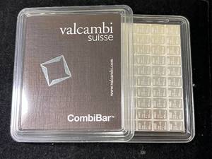 lot 86 image: 100 GRAMS .999 FINE SILVER VALCAMBI SUISSE BAR