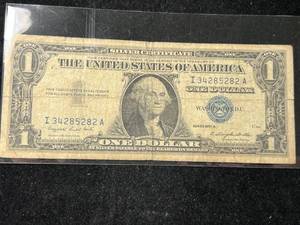 lot 89 image: 1957A US BLUE SEAL $1 SILVER CERTIFICATE