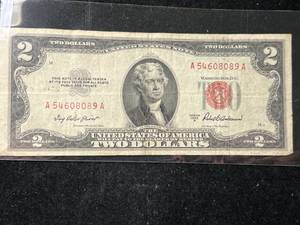 lot 92 image: 1953A US RED SEAL $2 BILL