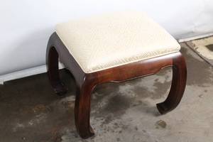 Wooden Ottoman with Patterned Cushion