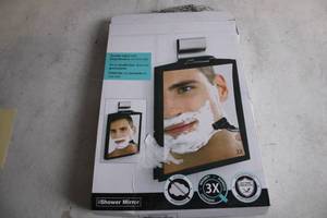 lot 154 image: Stainless Steel Shower Mirror with Razor Hook