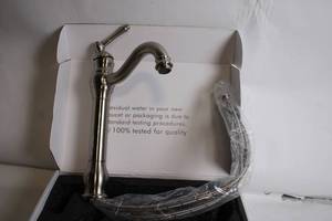 lot 197 image: Brushed Nickel Single Handle Bathroom Basin Faucet