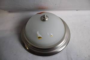 lot 271 image: Brushed Nickel Ceiling Light Fixture with Frosted Glass Dome