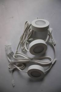lot 305 image: Set of 5 Soft White LED Puck Lights with Adjustable Power Cord