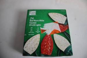 lot 319 image: 24 RedWarm White Faceted C9 LED Lights for Holiday Decor