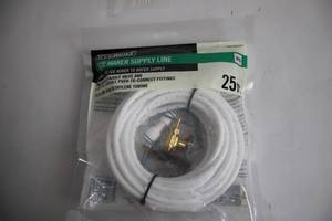 lot 345 image: Everbilt 25ft Ice Maker Supply Line with Saddle Valve and Fittings