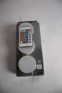 lot 428 image: 3-Pack LED Multicolor Changing Puck Light Kit with Remote