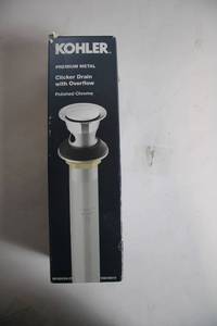 lot 444 image: Kohler Premium Metal Clicker Drain with Overflow, Polished Chrome