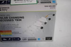 lot 451 image: Commercial Electric 4-Pack LED Color Changing Recessed Trim