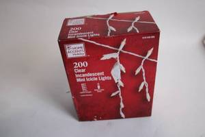 lot 457 image: 200 Clear Incandescent Mini Icicle Lights for IndoorOutdoor Use