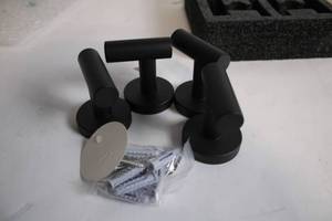 lot 478 image: Set of 4 Modern Black Wall Hooks with Mounting Hardware