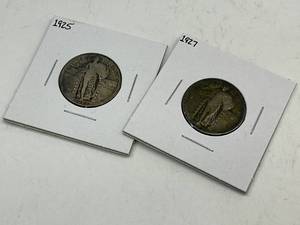 lot 81 image: 1925 & 1927 Standing Liberty Silver Quarters