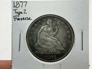 lot 85 image: 1877 Seated Liberty Silver Half Dollar