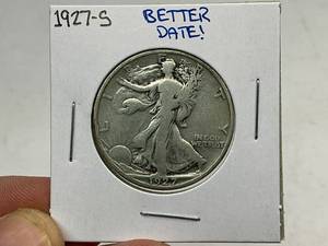 lot 12 image: 1927-S Silver Walking Liberty Half Dollar