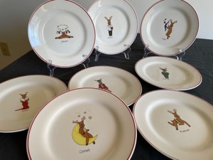 lot 76 image: Eight Cute Reindeer Plates