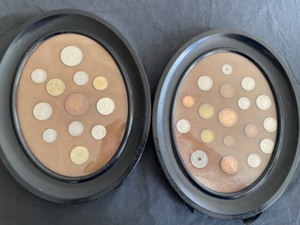 lot 11 image: Whats It Worth Two Frames with Vintage Coins Inside