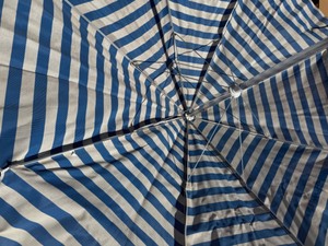 lot 153 image: Blue & White Patio Umbrella with Pole