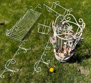 lot 157 image: Variety of White Metal Deck Accessories for  Plants