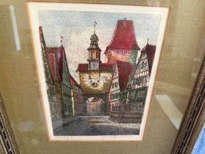 lot 166 image: Rothenburg Ernest Geissendorfer Signed Original Color Etching Print from Bavaria Germany