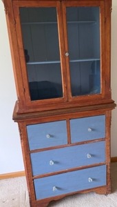 Fabulous Handcrafted Wood Cabinet with Glass Doors and Excellent Drawers