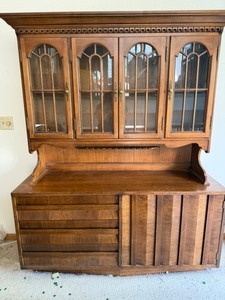 lot 12A image: Quaint Sleek Front Hutch With Great Storage and Beautiful Glass Display Area