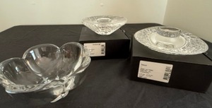 Set of Two Orrefors Discus Votives & Classic Daisy Bowl