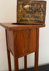 lot 118 image: RA  Patterson Tobacco Co Richmond, VA Tin and TobaccoPlant Vintage Stand