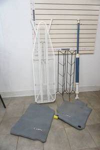 lot 25 image: No Sale Lot ironing board, car mats, pool cleaner spaw wand, cd racks