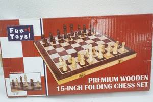 lot 203 image: Wooden Folding 15 Chess Set - NEW in box