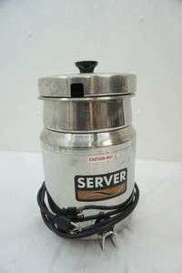 lot 445 image: Server-standalone soup warmer with pot and lid