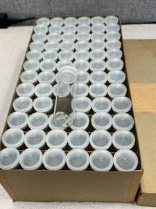 lot 18 image: 72 - Mercer Glass Shell Vials With Polyethylene Closures Twelve Dram - 29 x 94mm